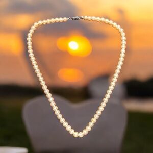Cream Women's Long 24.5" Beaded Necklace with Hook Closure